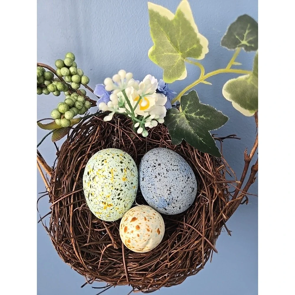 Easter Pastel Speckled Eggs Natural Nest Eggs Wreath Decor‎